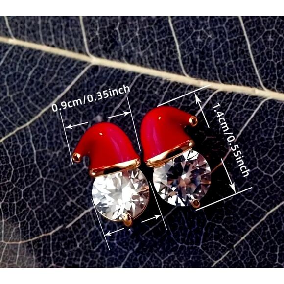 Festive Sparkling Santa Hat Earrings Golden - Picture 6 of 6